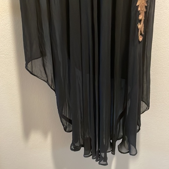 𝅺Elegant Rhythm Embellished Dipped Side Half Sheer Dress Nightdress - Picture 13 of 16